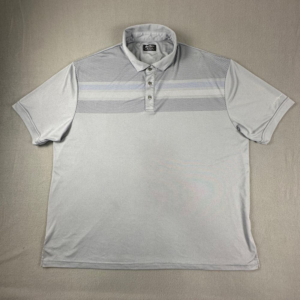 Ben Hogan Performance Golf Polo Shirt Mens 3XL Gray Striped Big Tall Stretch